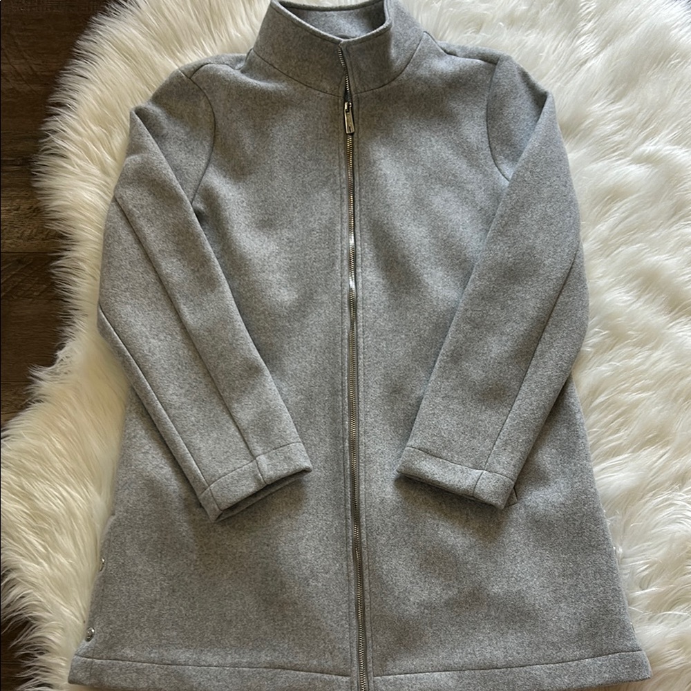 Kenneth Cole New York Gray Pea Coat with Streamlined Silhouette